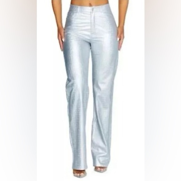 naked wardrobe Denim - Naked Wardrobe Silver Crocodile
Faux Leather Bootcut Pants